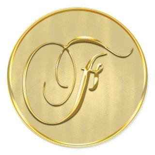 Gold Monogram F Seal Wedding Invitation Holiday