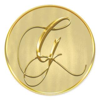 Gold Monogram G Seal Wedding Invitation Holiday