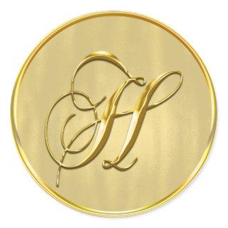 Gold Monogram H Seal Wedding Invitation Holiday