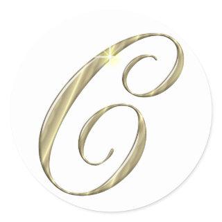Gold Monogram Letter C Initials Classic Round Sticker