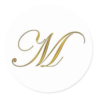 Gold Monogram M Envelope Seal Sticker Label