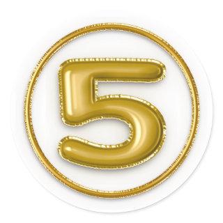 Gold Number Five Sticker
