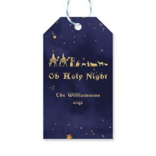 Gold Oh Holy Night Starry Skies Christmas Gift Tags