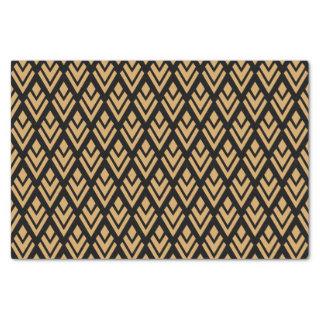 Gold on Black Art Deco Geometric Pattern Tissue Paper