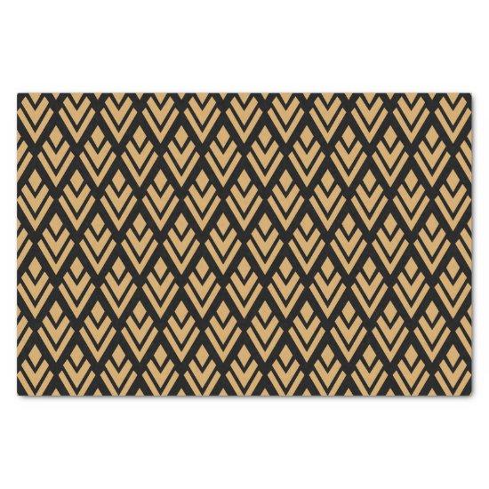 Gold on Black Art Deco Geometric Pattern Tissue Paper