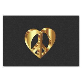 Gold Peace Sign With A Gold Heart Tissue Paper