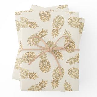 Gold Pineapples on Ivory  Sheets