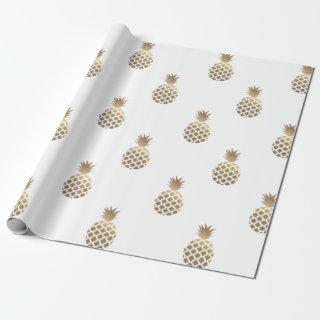 Gold Pineapples Pattern  White