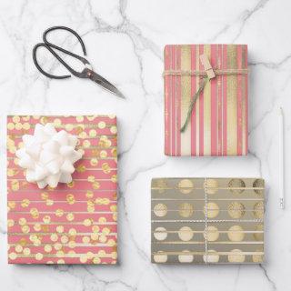 Gold pink confetti stripes elegant formal pattern  sheets