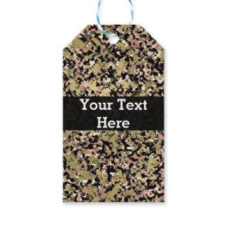 Gold Pink Green Black Camouflage Pattern Print Gift Tags