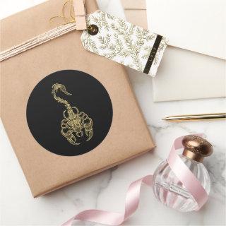 Gold poisonous scorpion very venomous insect classic round sticker