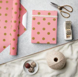 Gold Polka Dots and Coral Satin