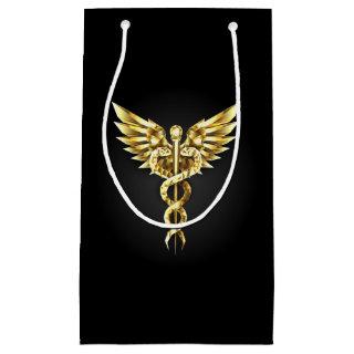 Gold Polygonal Symbol Caduceus Small Gift Bag