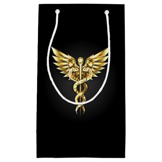 Gold Polygonal Symbol Caduceus Small Gift Bag