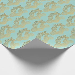 Gold Prickly Cactus Doodle Pattern