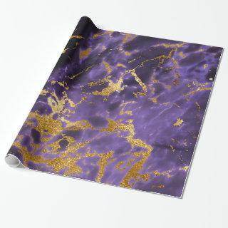 Gold Purple Violet Marble Fluid Metallic Foil
