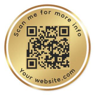 Gold ||  QR Code Scan Me For More Info Classic Round Sticker