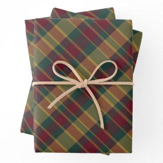 Gold Red And Green Christmas Plaid Print  Sheets