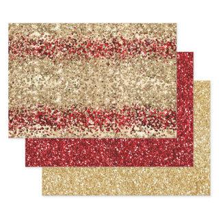 Gold Red Glitzy Glitter Sparkle Confetti Shine    Sheets