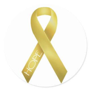 Gold Ribbon Classic Round Sticker