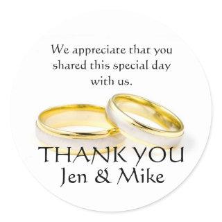 Gold Rings Thank You Wedding Favor Stickers