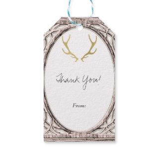 Gold Rustic Antlers Glam Farmhouse Wedding Favor Gift Tags
