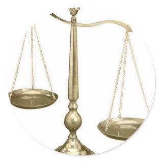 gold scales of justice classic round sticker
