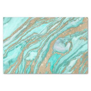 Gold Sequin Glitter Teal Smoky Marble Tissue Paper