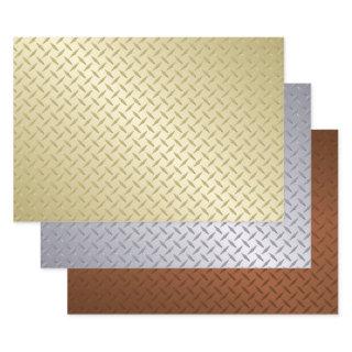 Gold Silver And Bronze Diamond Plate Pattern  Sheets