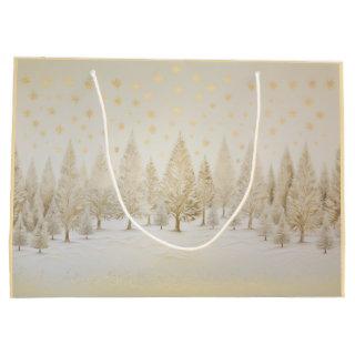 Gold Silver Christmas Trees Gift Bag