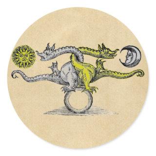 Gold & Silver Dragons Classic Round Sticker