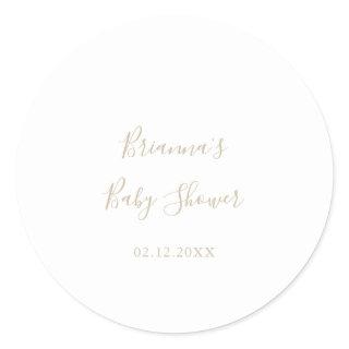 Gold Simple Minimalist Baby Shower Favor  Classic Round Sticker