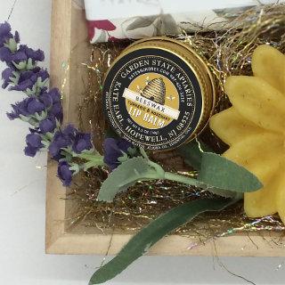 Gold Skep Beeswax Lip Balm with Bees Classic Round Sticker