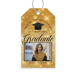 Gold Sparkle Graduate Photo Chic Graduation Party Gift Tags