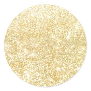 Gold Sparkle Shimmer Trendy Custom Classic Round Sticker