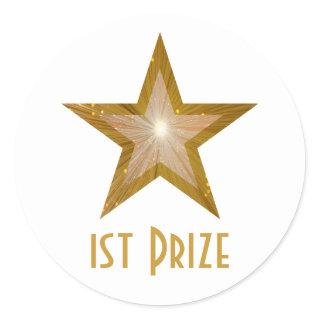 Gold Star '1st Prize' round sticker white