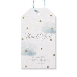 Gold Stars & Blue Clouds Baby Shower Thank You Gift Tags