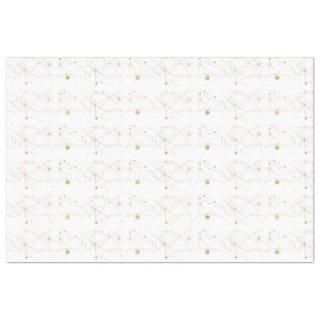 Gold Stars Celestial Bodies White Christmas Tissue Paper