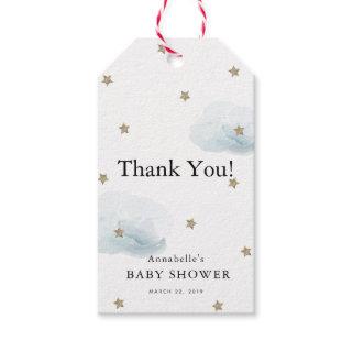 Gold Stars & Clouds Baby Shower Thank You GIft Tag