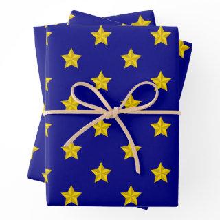 Gold Stars Pattern, Navy Blue, Exclusive  Sheets