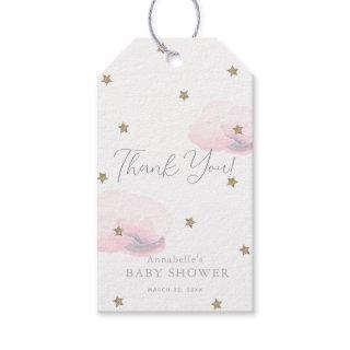 Gold Stars & Pink Clouds Baby Shower Thank You Gift Tags