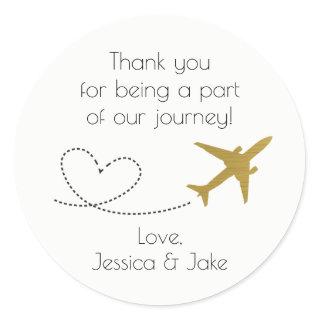 Gold, Travel Themed Thank You Stickers- Favors Classic Round Sticker