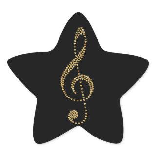 Gold treble clef, prismatic, star sticker