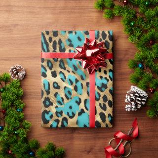 Gold Turquoise Leopard Print