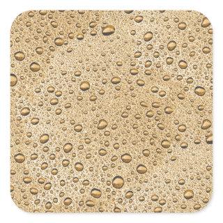 Gold water droplets square sticker