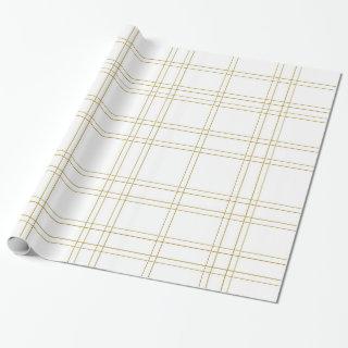 Gold & White Minimal Modern Plaid Clean Pattern