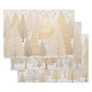 Gold White Silver Christmas Trees  Sheets
