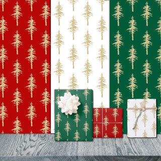 Gold Woodland Pine Tree Forest Red Green & White  Sheets