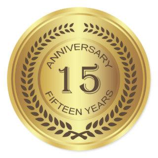 Golden 15th Anniversary with laurel wreath Sticker