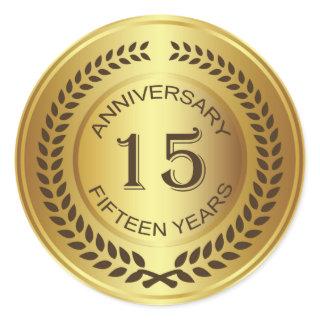 Golden 15th Anniversary with laurel wreath Sticker